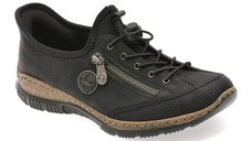 Pantofi RIEKER negri, N3267, din piele ecologica