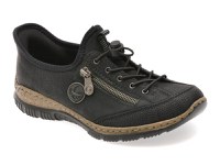 Pantofi RIEKER negri, N3267, din piele ecologica - 1