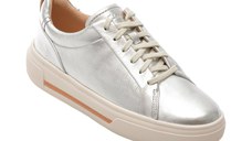 Pantofi sport CLARKS argintii, HOLLYHOCK WALK, din piele naturala