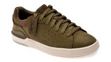 Pantofi sport CLARKS kaki, COURTLITE 2 RUN, din nabuc
