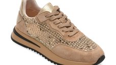 Pantofi sport EPICA bej, QS510, din material textil si piele naturala