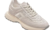 Pantofi sport EPICA gri, QS836, din material textil si piele naturala
