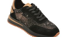 Pantofi sport EPICA negri, QS510, din material textil si piele naturala