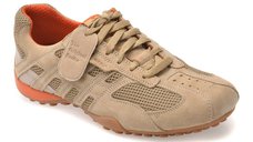 Pantofi sport GEOX bej, U55MNA, din material textil si piele naturala