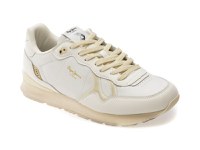 Pantofi sport PEPE JEANS albi, BRIT DISTRESS, din piele ecologica - 1