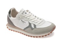 Pantofi sport PEPE JEANS albi, BRIT-ON MASTER, din material textil - 1