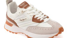 Pantofi sport PEPE JEANS albi, LS60017, din piele naturala
