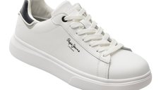 Pantofi sport PEPE JEANS albi, MS0044, din piele naturala