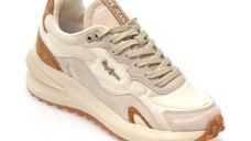 Pantofi sport PEPE JEANS bej, LS60035, din material textil si piele naturala