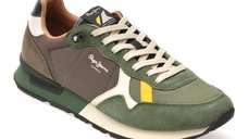 Pantofi sport PEPE JEANS kaki, MS40021, din material textil si piele naturala