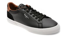 Pantofi sport PEPE JEANS negri, KENTON COURT, din piele ecologica