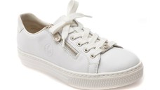 Pantofi sport RIEKER albi, L59L1, din piele naturala