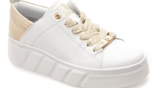 Pantofi sport RIEKER albi, W2602, din piele naturala