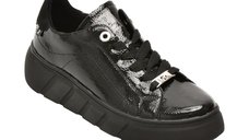 Pantofi sport RIEKER negri, W2601, din piele naturala lacuita