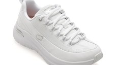 Pantofi sport SKECHERS albi, ARCH FIT 2.0, din piele naturala