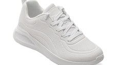 Pantofi sport SKECHERS albi, BOBS BUNO, din piele ecologica