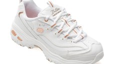 Pantofi sport SKECHERS albi, D LITES, din piele ecologica