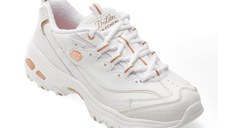 Pantofi sport SKECHERS albi, D LITES, din piele naturala