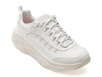 Pantofi sport SKECHERS albi, D LUX WALKER 2.0, din piele naturala - 1