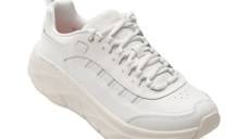 Pantofi sport SKECHERS albi, D LUX WALKER 2.0, din piele naturala