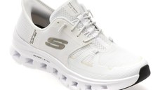 Pantofi sport SKECHERS albi, GLIDE-STEP PRO, din piele ecologica