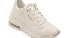 Pantofi sport SKECHERS albi, MILLION AIR, din piele ecologica