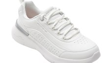 Pantofi sport SKECHERS albi, SKECH-AIR DYNAMIGHT 2.0, din piele ecologica