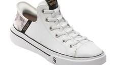 Pantofi sport SKECHERS albi, SNOOP ONE, din piele naturala