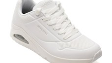 Pantofi sport SKECHERS albi, UNO, din piele ecologica