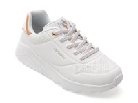 Pantofi sport SKECHERS albi, UNO LITE, din piele ecologica - 1