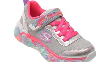 Pantofi sport SKECHERS argintii, ETERNAL HEART LIGHTS, din material textil
