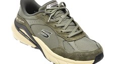 Pantofi sport SKECHERS kaki, model SKECH CAGE din material textil si piele naturala