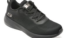 Pantofi sport SKECHERS negri, SKECHERS SQUAD, din material textil
