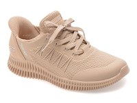 Pantofi sport SKECHERS nude, BOBS GEO LITE, din material textil - 1