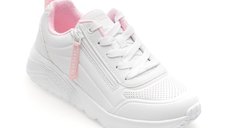 Pantofi sport SKECHERS UNO LITE albi din piele ecologica pentru fetite