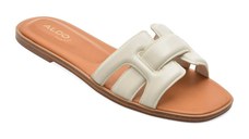 Papuci ALDO albe, ELENAA 121, din piele naturala