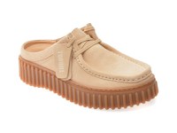 Papuci CLARKS bej, TORHILL MULE, din piele intoarsa - 1