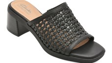 Papuci CLARKS negri, JAYLAN SLIDE, din piele ecologica