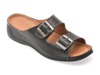 Papuci DR FIT negri, EV2860, din piele naturala - 1