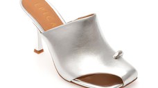 Papuci EPICA argintii, 62L, din piele naturala