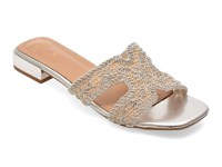 Papuci EPICA argintii, 9152, din material textil - 1