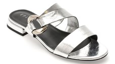 Papuci EPICA argintii, M1029, din piele naturala