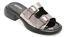 Papuci GRYXX argintii, H82, din piele naturala lacuita