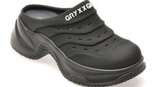 Papuci GRYXX negri, 6119, din piele naturala