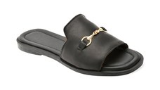 Papuci OZIYS negri, 2024, din piele naturala