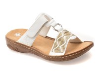 Papuci RIEKER albi, V2864, din piele ecologica - 1