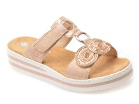 Papuci RIEKER roz, V0200, din piele ecologica - 1