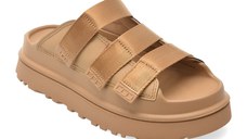 Papuci UGG maro, GOLDENGLOW SLIDE, din piele ecologica