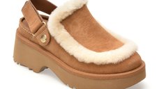 Papuci UGG maro, NEW HEIGHTS ESME CLOG, din piele intoarsa