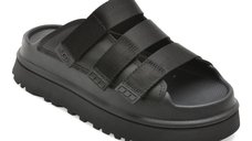 Papuci UGG negri, GOLDENGLOW SLIDE, din piele ecologica